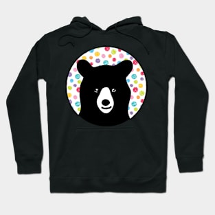 Black Bear with colorful polka dots Hoodie